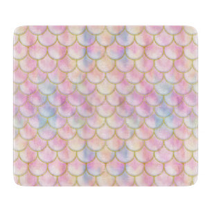 Pastel Iridescent Mermaid Scales Muster Schneidebrett