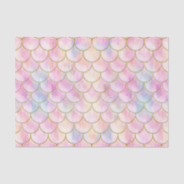 Pastel Iridescent Mermaid Scales Muster Seidenpapier (Vorderseite)