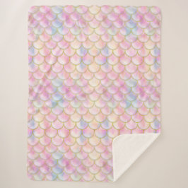 Pastel Iridescent Mermaid Scales Muster Sherpadecke
