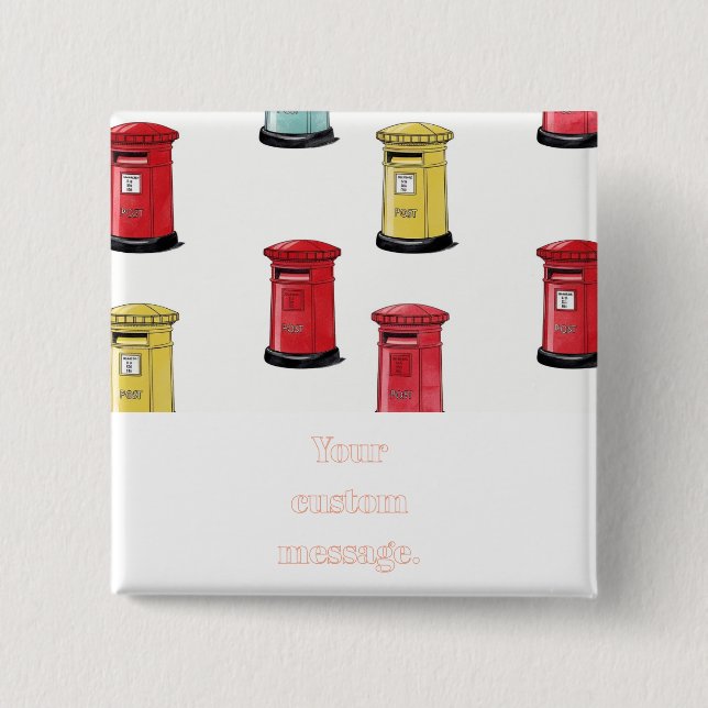 Pastel Japanese Postbox: Watercolor Crayon Style  Button (Vorderseite)