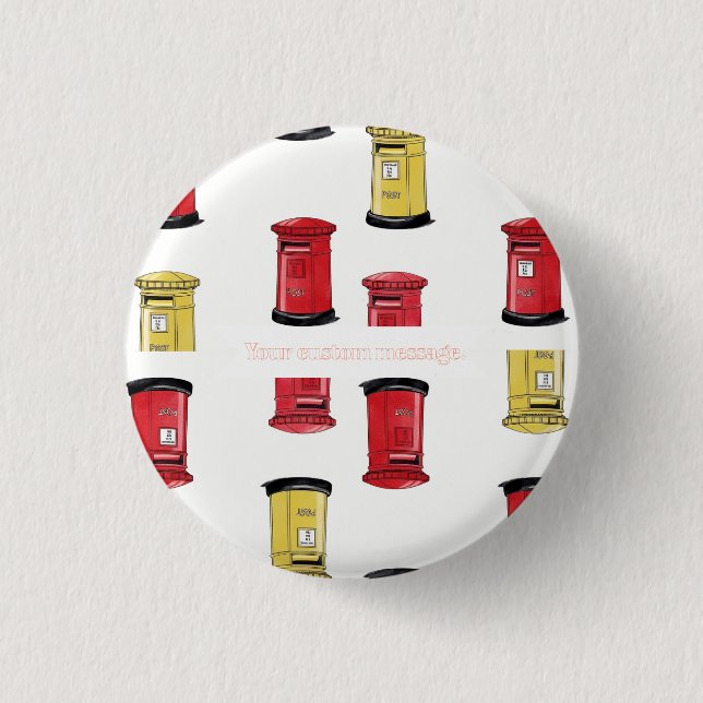 Pastel Japanese Postbox: Watercolor Crayon Style  Button (Vorderseite)