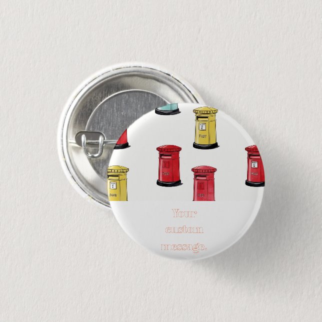 Pastel Japanese Postbox: Watercolor Crayon Style  Button (Vorne & Hinten)