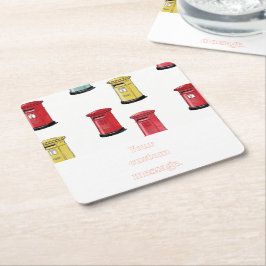 Pastel Japanese Postbox: Watercolor Crayon Style Rechteckiger Pappuntersetzer