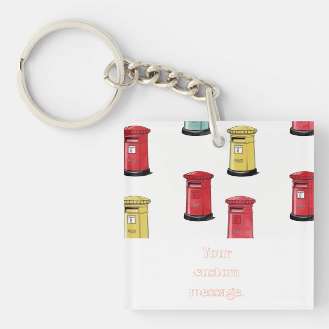 Pastel Japanese Postbox: Watercolor Crayon Style  Schlüsselanhänger (Vorderseite)