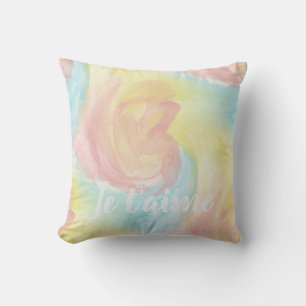 Pastel Je Taime Wasserfarben-Wirbel Kissen