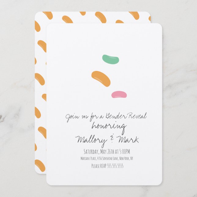 Pastel Jelly Candy Gender Reveal Einladung (Vorne/Hinten)