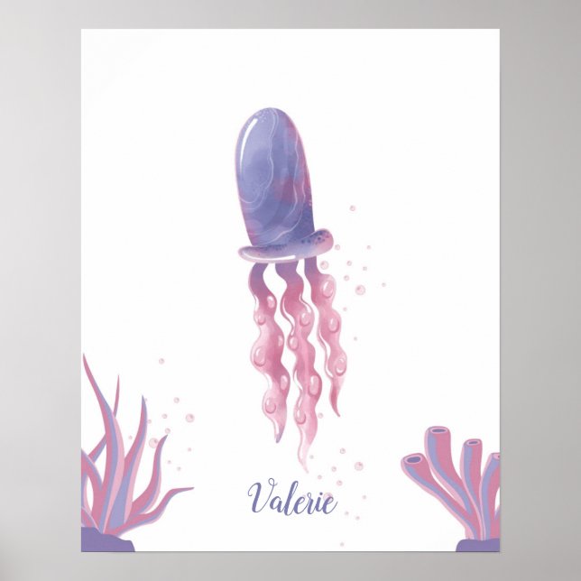 Pastel Jellyfish Dreams individuell anpassbar Poster (Vorne)