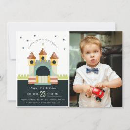 Pastel Jumping Castle Jump Foto Kindergeburtstag Einladung