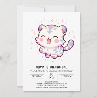 Pastel Jungle Tiger 1. Geburtstag Einladung