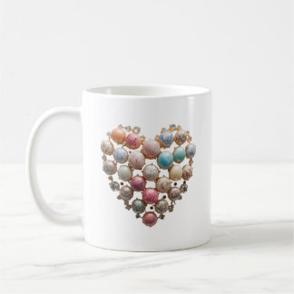 Pastel-Juwel-Herz-Blumenkunst-Tasse — Cottagecore Kaffeetasse