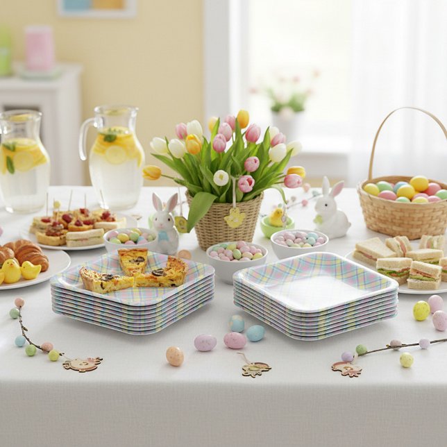 Pastel kariert pappteller (Von Creator hochgeladen)