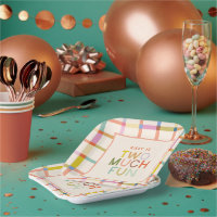 Pastel Kariert "Two Much Fun" 2. Geburtstag Custom