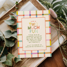 Pastel Kariert "Two Much Fun" 2. Geburtstag