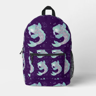 Pastel-Karpfen Whimsische Volkskunst unter Wasse Bedruckter Rucksack