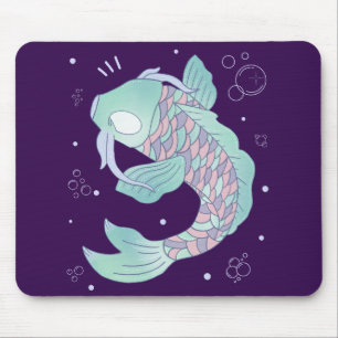 Pastel-Karpfen Whimsische Volkskunst Unterwasser Mousepad