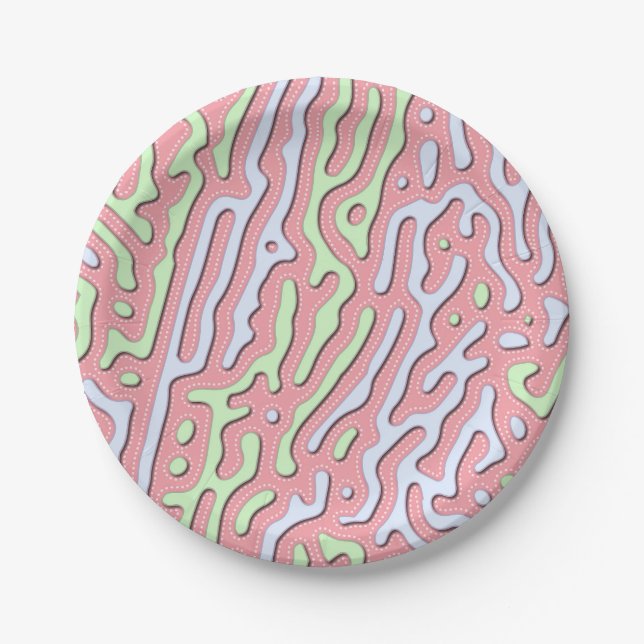 Pastel Kawaii Abstrakt-farbiger Spritzer Design Pappteller (Vorderseite)
