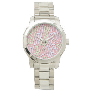 Pastel Kawaii Abstrakt-farbiges Squiggle-Design Armbanduhr