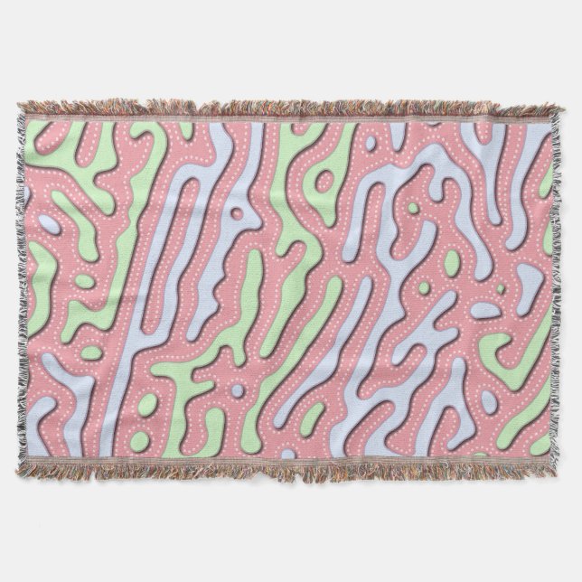 Pastel Kawaii Abstrakt-farbiges Squiggle-Design Decke (Vorderseite)