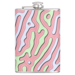Pastel Kawaii Abstrakt-farbiges Squiggle-Design Flachmann