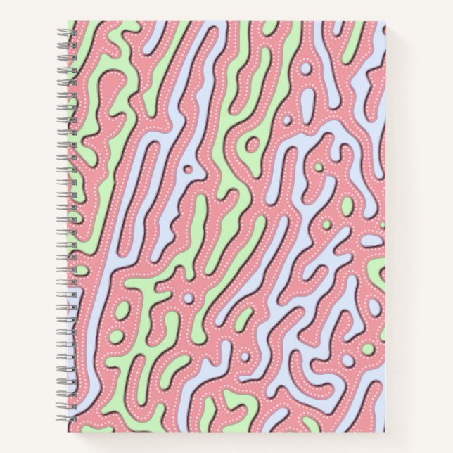 Pastel Kawaii Abstrakt-farbiges Squiggle-Design Notizbuch (Vorderseite)