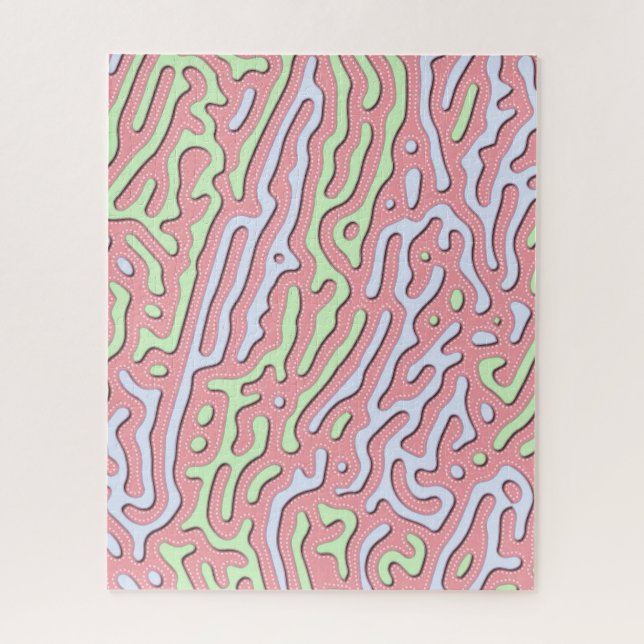 Pastel Kawaii Abstrakt-farbiges Squiggle-Design Puzzle (Vertikal)