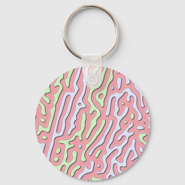 Pastel Kawaii Abstrakt-farbiges Squiggle-Design Schlüsselanhänger (Vorderseite)