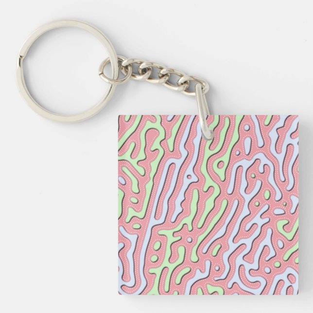 Pastel Kawaii Abstrakt-farbiges Squiggle-Design Schlüsselanhänger (Vorderseite)