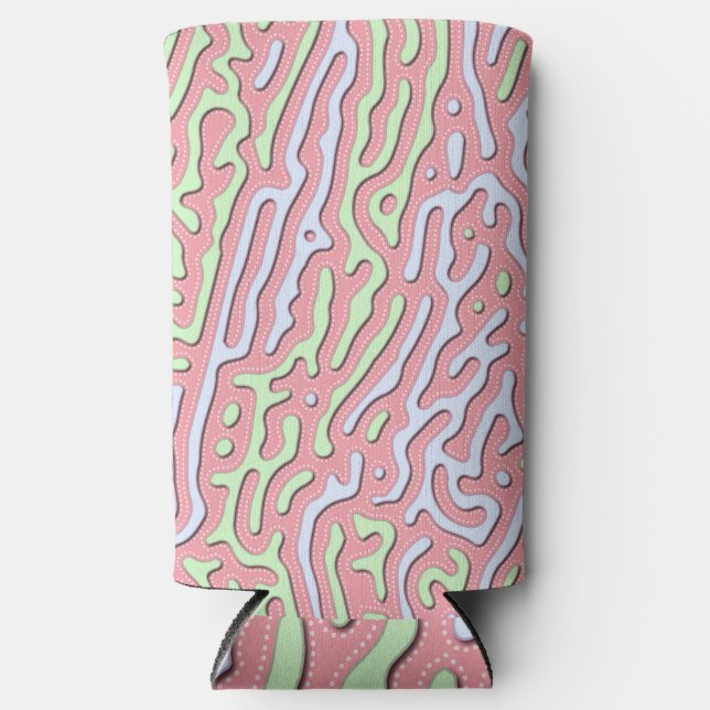 Pastel Kawaii Abstrakt-farbiges Squiggle-Design Selters Dosenkühler (Vorderseite)