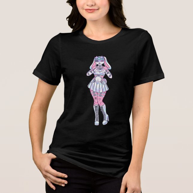 Pastel Kawaii Bunny Girl Furry T - Shirt (Vorderseite)