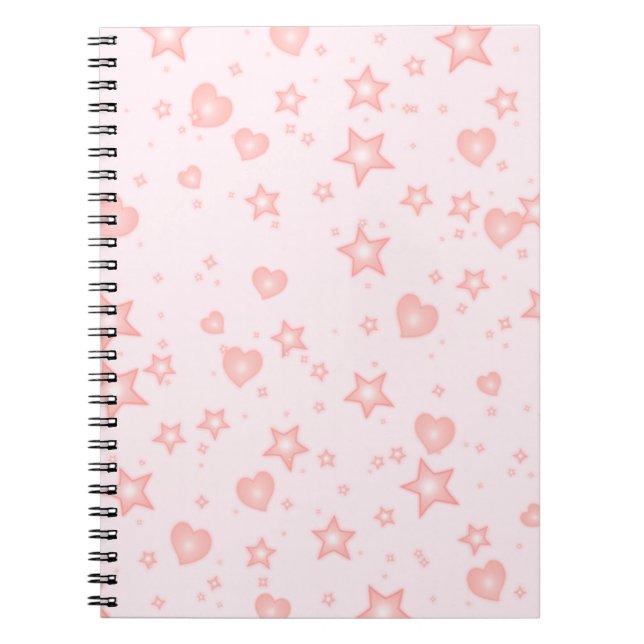Pastel Kawaii Hearts & Stars – Cute Girly Pink Notizblock (Vorderseite)