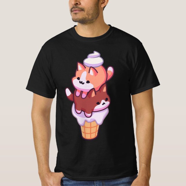 Pastel Kawaii Ice Cream Kittens  T-Shirt (Vorderseite)