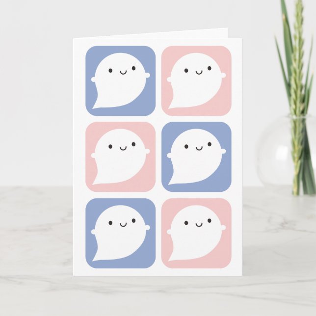 Pastel Kawaii Little Ghosts Karte (Vorderseite)