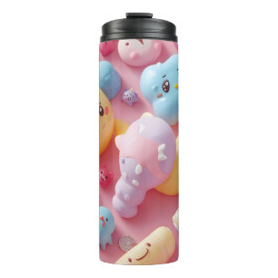 Pastel Kawaii-Spielzeug-Kreaturen-Kunst Thermosbecher