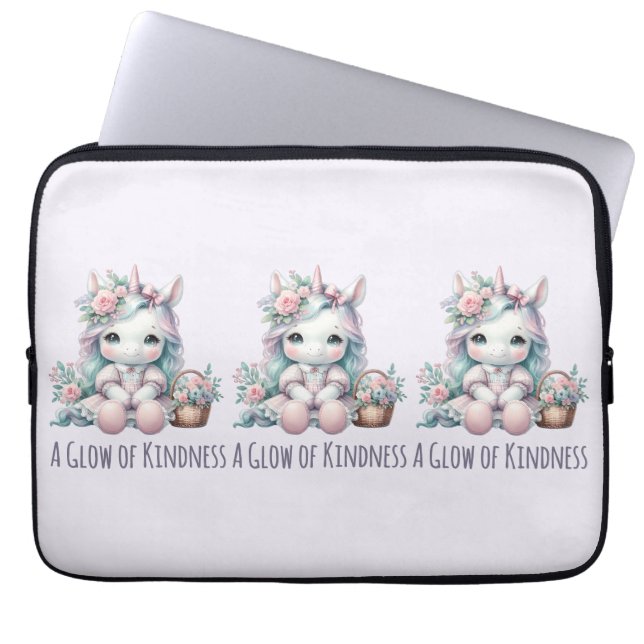 Pastel Kawaii Unicorn Doll with Flower Basket Laptopschutzhülle (Vorderseite)