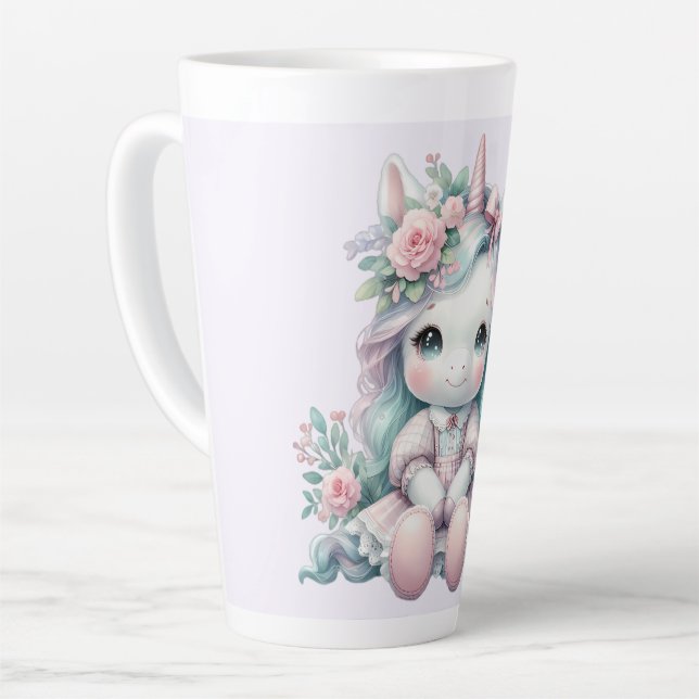 Pastel Kawaii Unicorn Doll with Flower Basket Milchtasse (Linke Ecke)