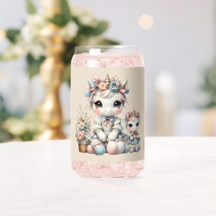 Pastel Kawaii Unicorn Mutter Tochter Duo Beige Dosenglas