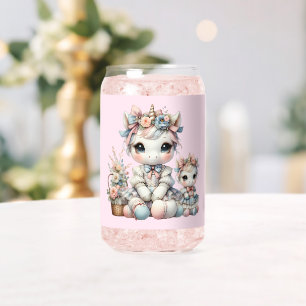 Pastel Kawaii Unicorn Mutter Tochter Duo Pink Dosenglas