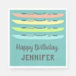 Pastel Kayaks auf dem Aquamarinen Kayaking Themed Serviette