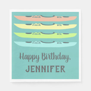 Pastel Kayaks auf dem Aquamarinen Kayaking Themed  Serviette