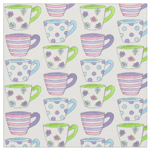 Pastel Keramik Teacups Teezeremonie Party Rosa Lil Stoff