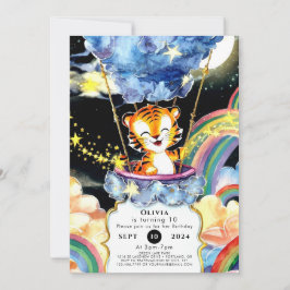 Pastel Kids Tiger Geburtstag Einladung