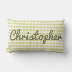 Pastel Kinderzimmer Green Gingham mit Namen Lendenkissen