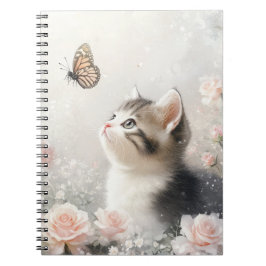 PASTEL KITTEN MIT SCHALTFLÄCHEN & BLUME NOTIZBLOCK