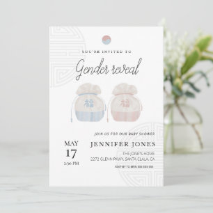 Pastel koreanisches Thema Geschlecht zeigen Babydu Einladung