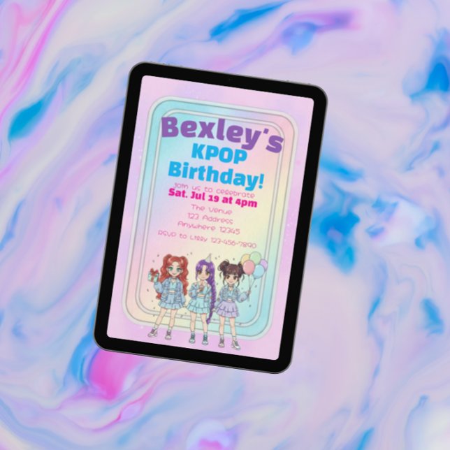 Pastel KPOP Girls Birthday Celebration Einladung (Von Creator hochgeladen)