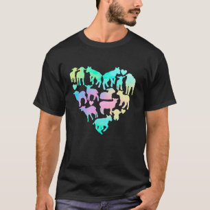 Pastel Lämmer Herz Niedlich Lamm Aquarellfarm Anim T-Shirt