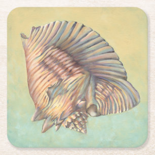 Pastel Large Conch Muschel Rechteckiger Pappuntersetzer