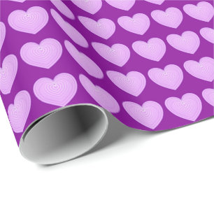 Pastel Lavendelherzen auf tiefem lila Hintergrund Geschenkpapier