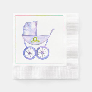 Pastel Lavender Baby Carriage Napkins Serviette