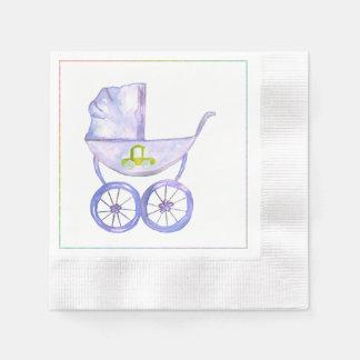Pastel Lavender Baby Carriage Napkins Serviette